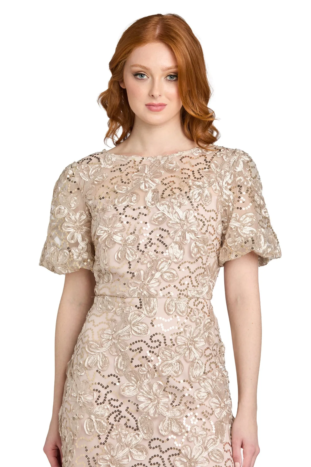 Sequin Lace Puff Sleeve Gown sold by R&M Richards product image thumbnail 4