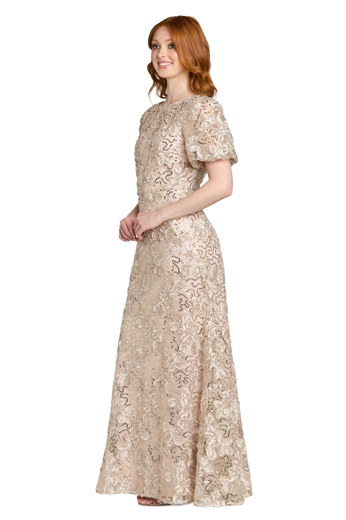 Sequin Lace Puff Sleeve Gown sold by R&M Richards product image thumbnail 3