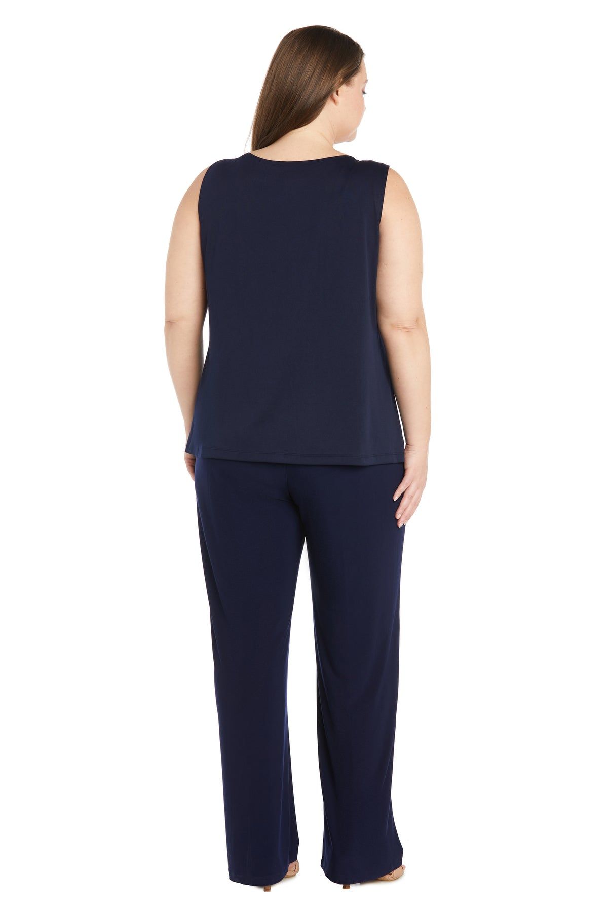 Floral Threadwork Pantsuit with Flair Bell Sleeves - Plus sold by R&M Richards product image thumbnail 4