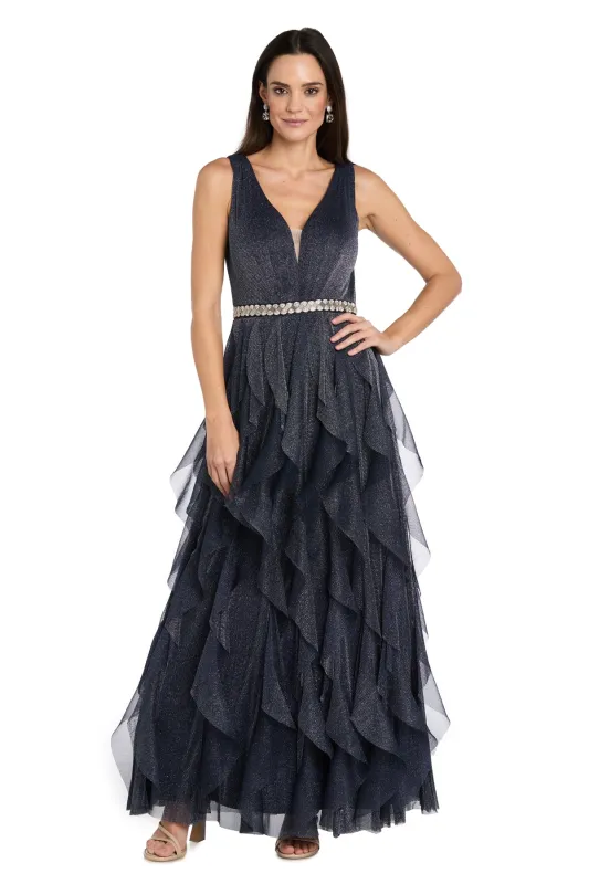 Metallic Ruffle Gown sold by R&M Richards