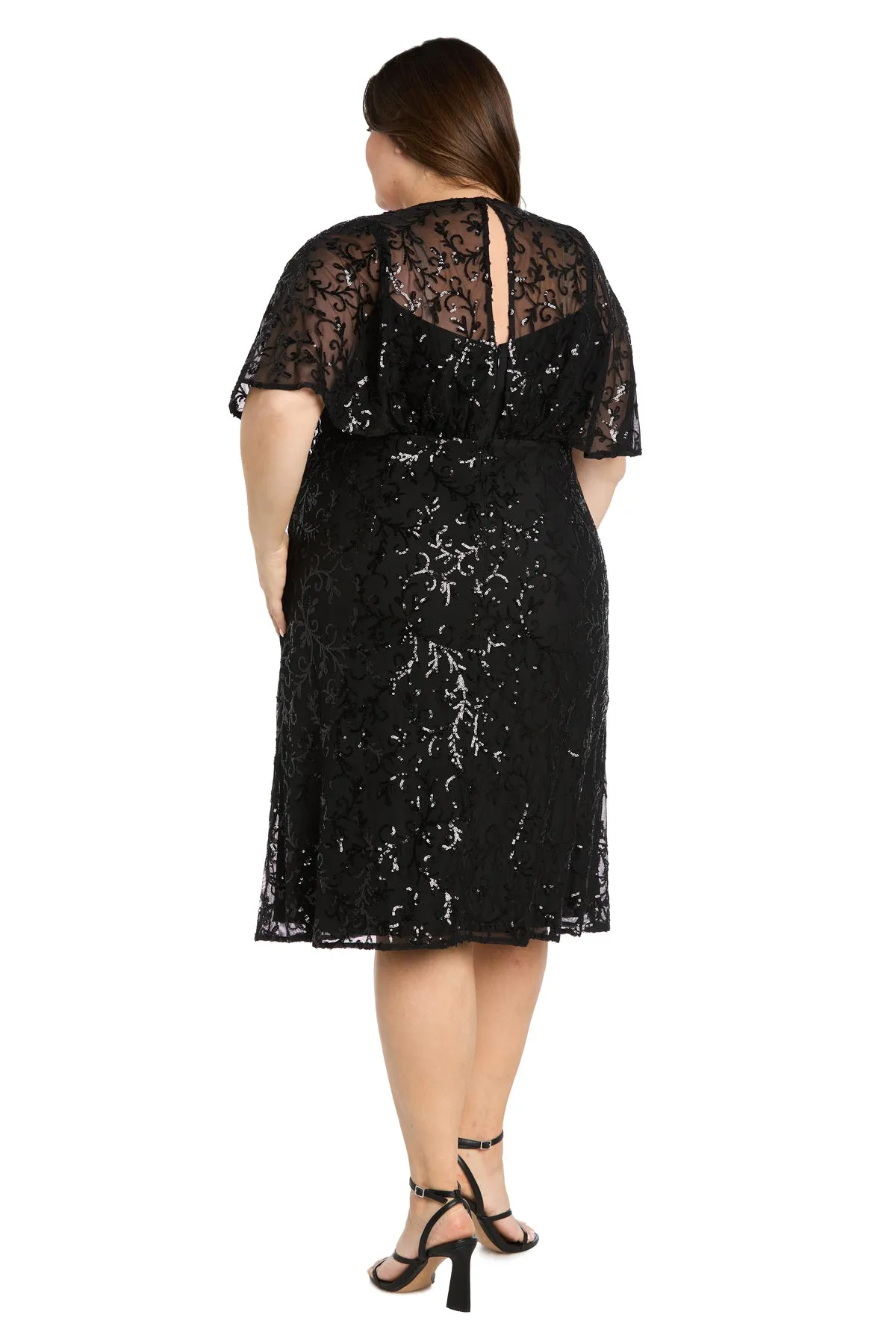 Sequin Elegance Flutter Sleeve Cocktail Dress - Plus sold by R&M Richards product image thumbnail 2