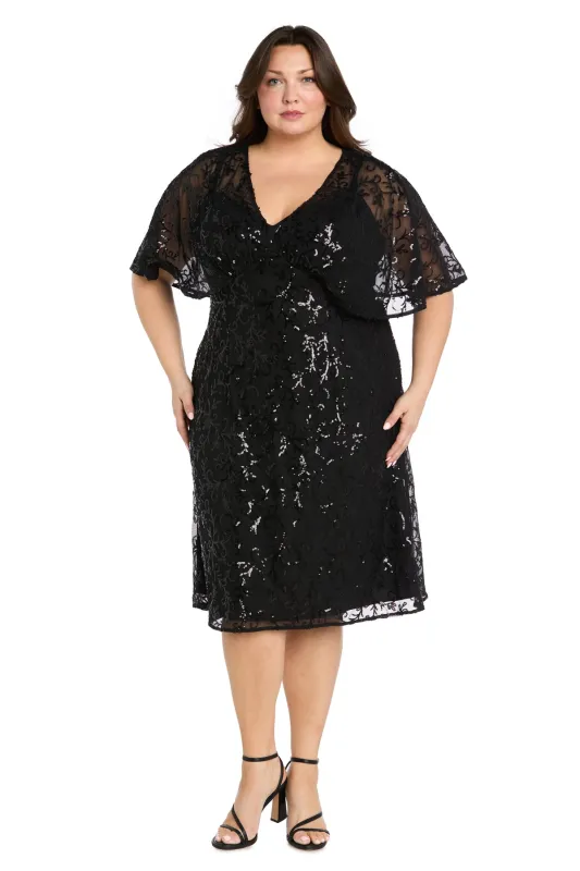 Sequin Elegance Flutter Sleeve Cocktail Dress - Plus sold by R&M Richards