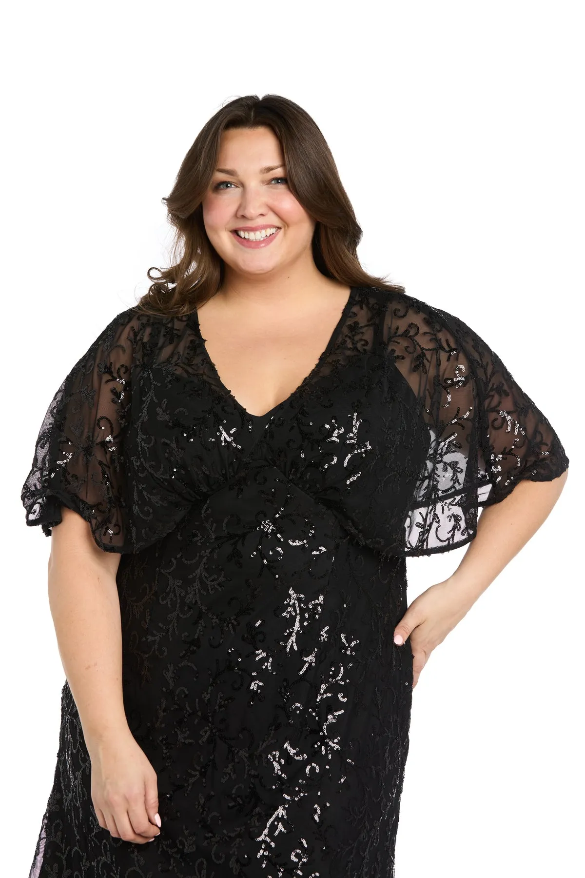 Sequin Elegance Flutter Sleeve Cocktail Dress - Plus sold by R&M Richards product image thumbnail 3