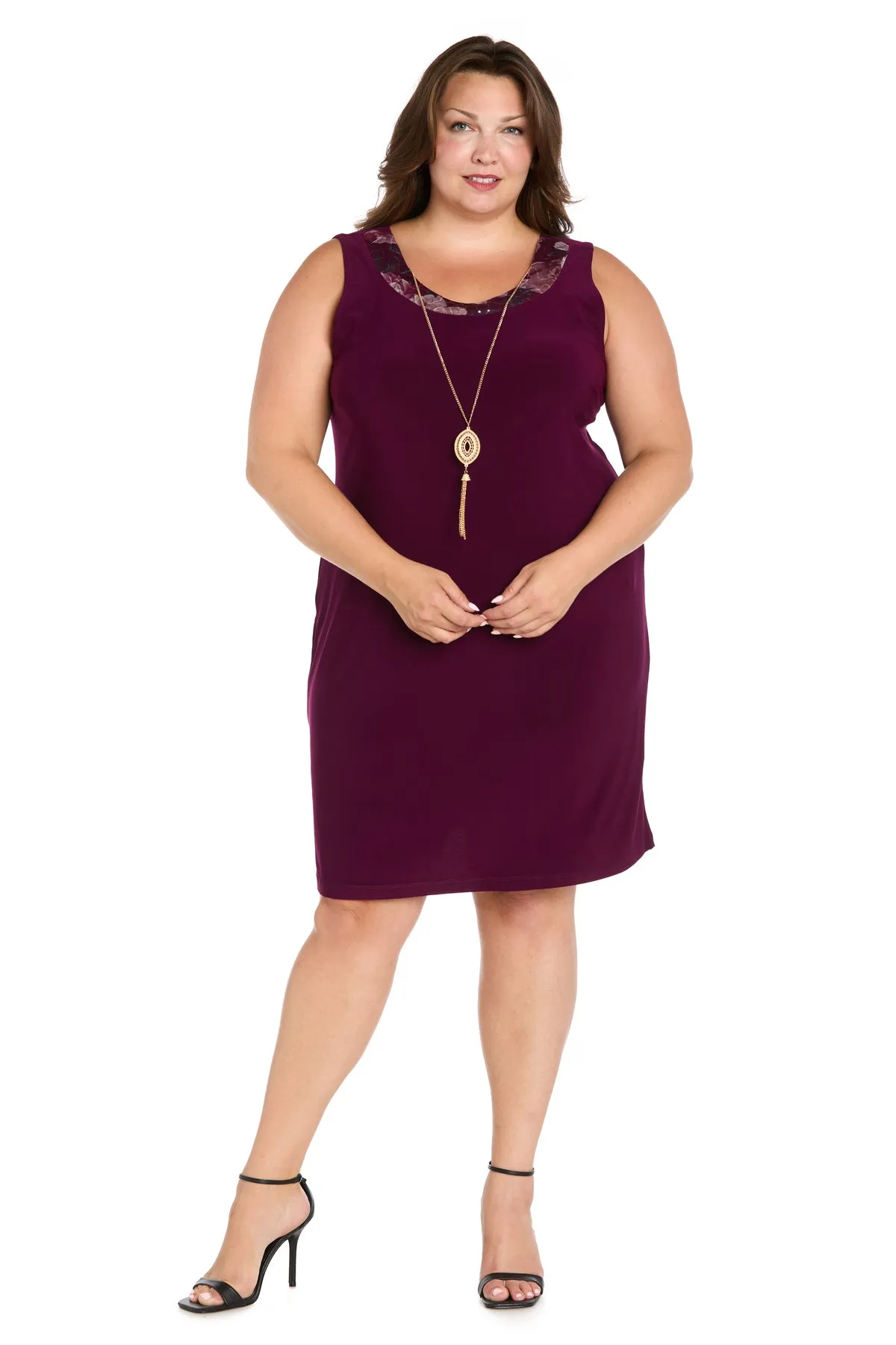 Burgundy Floral Chiffon Jacket Dress - Plus sold by R&M Richards product image thumbnail 3