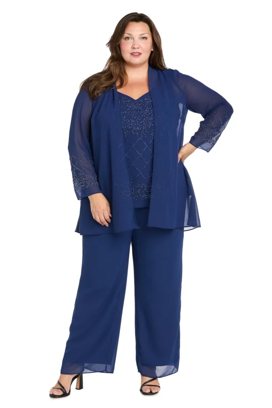 3-Piece Georgette Pantsuit with Caviar Beading - Plus sold by R&M Richards
