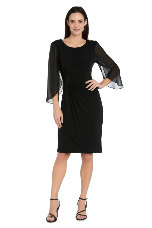 Ruched Sheer Sleeve Cocktail Dress sold by R&M Richards