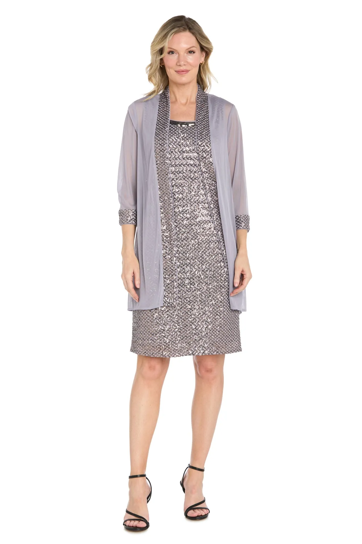 Metallic Shimmer Sheath Dress with Sheer Jacket - Petite sold by R&M Richards product image thumbnail 3