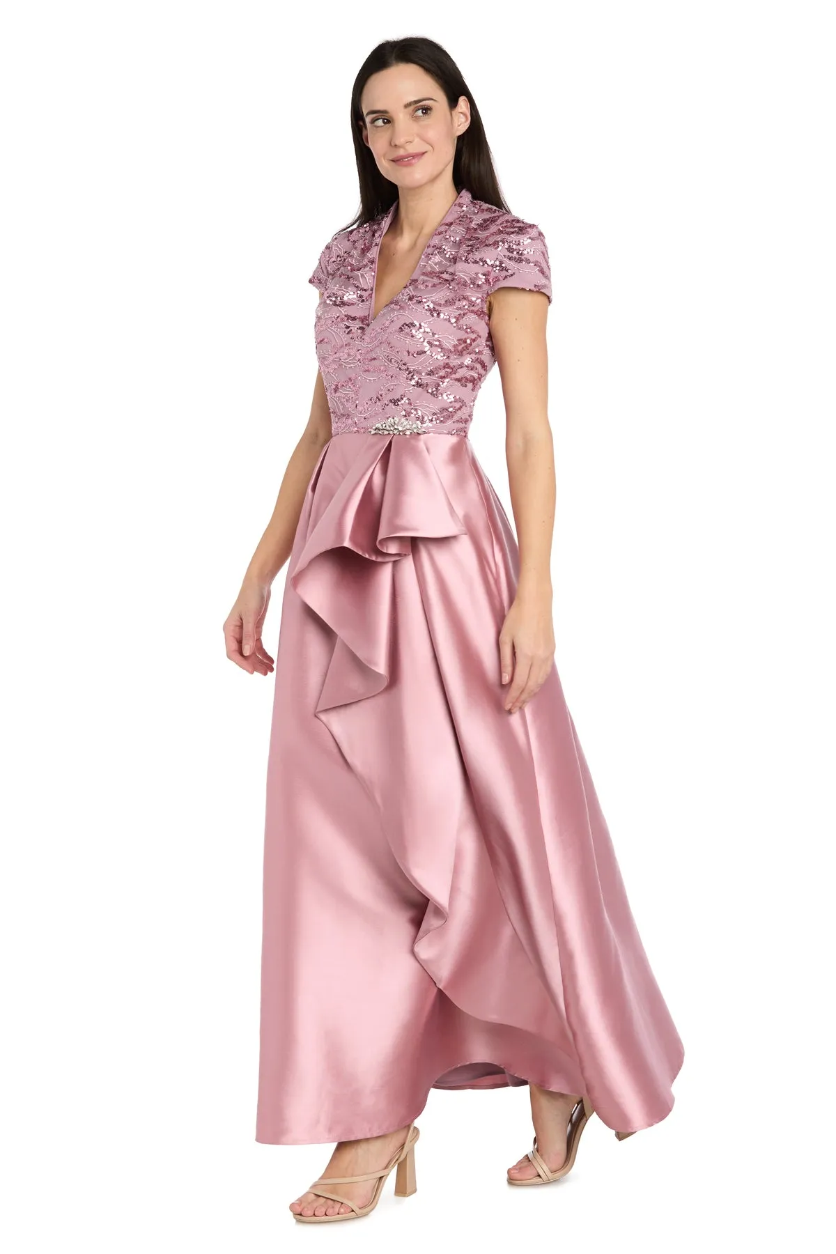 Embroidered Lace Bodice Ruffle Skirt Gown sold by R&M Richards product image thumbnail 4