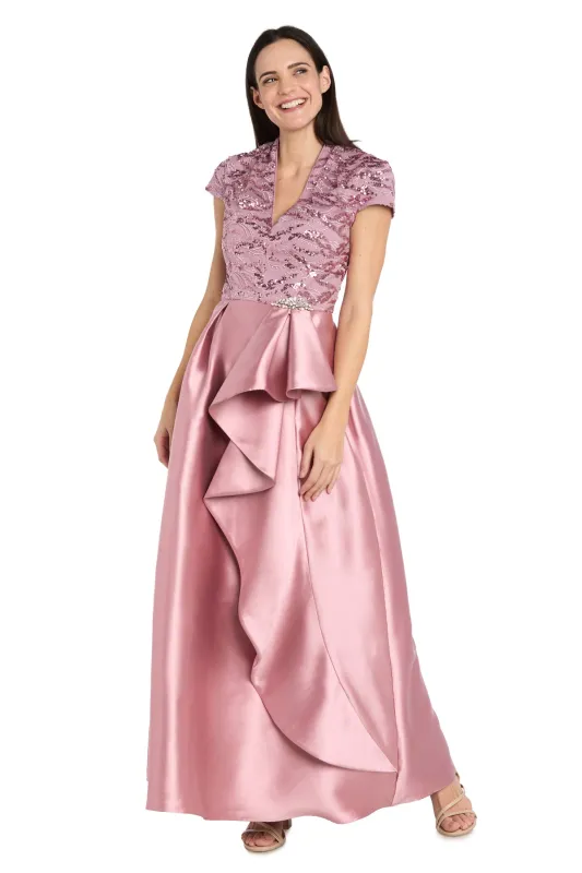 Embroidered Lace Bodice Ruffle Skirt Gown made by R&M Richards