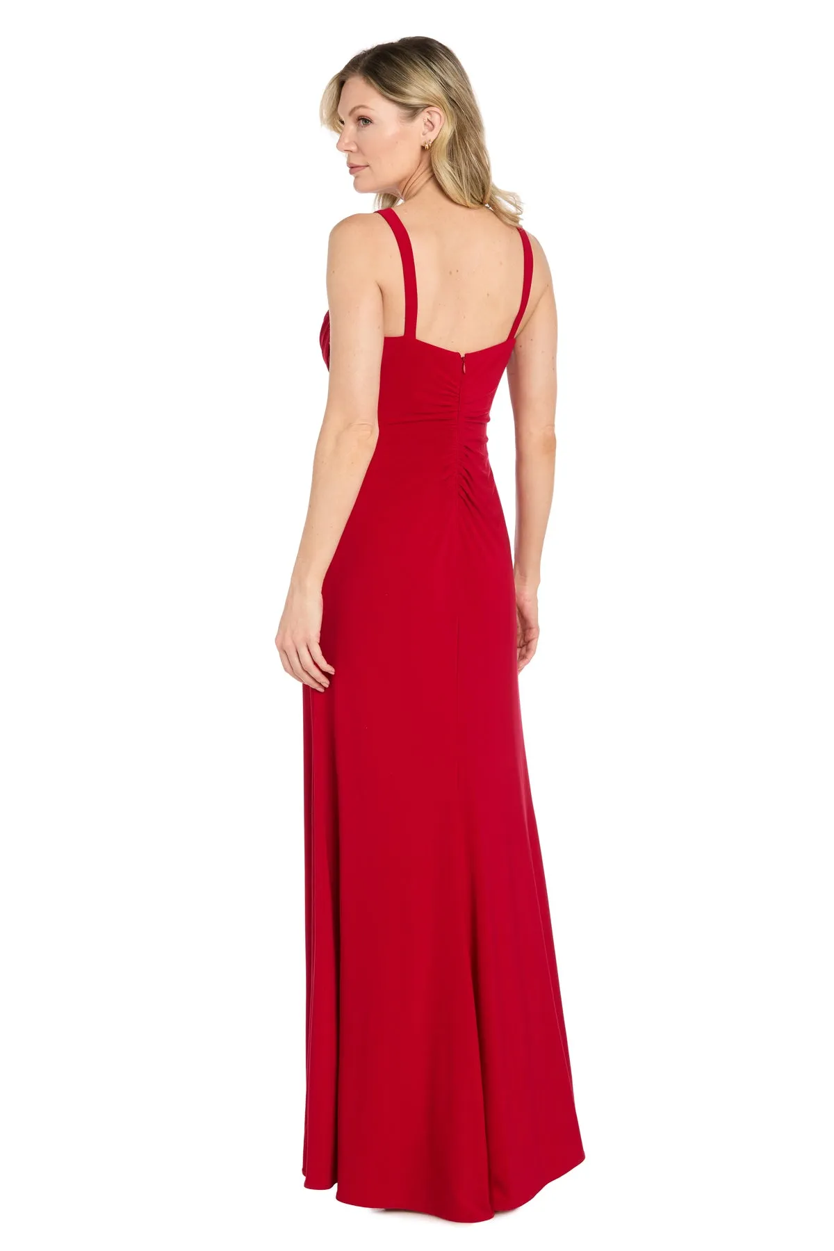 Red Ruched Cowl Neck Gown with Rhinestone Detail sold by R&M Richards product image thumbnail 2