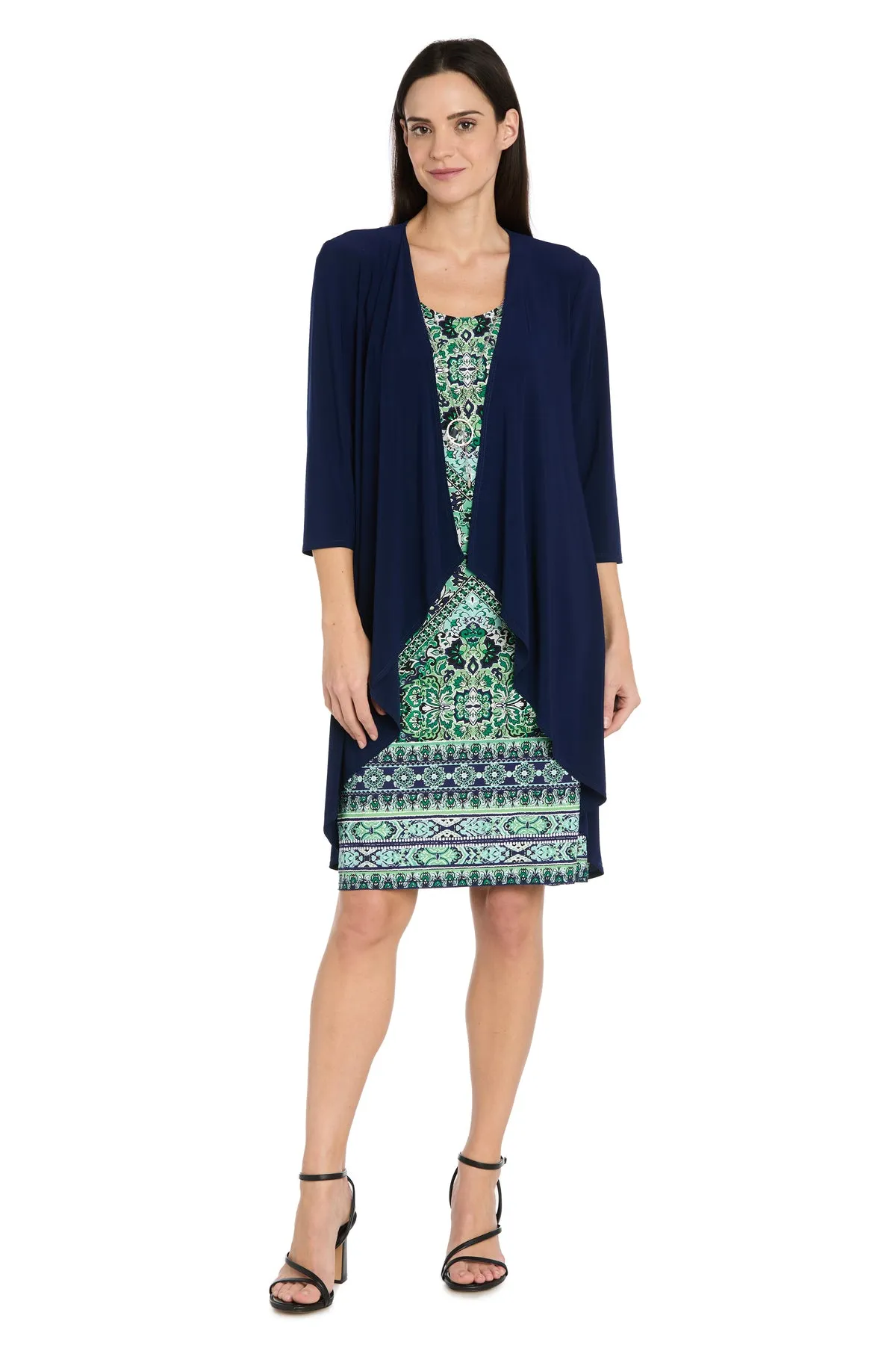 Navy and Green Printed Jacket Dress - Petite sold by R&M Richards product image thumbnail 3