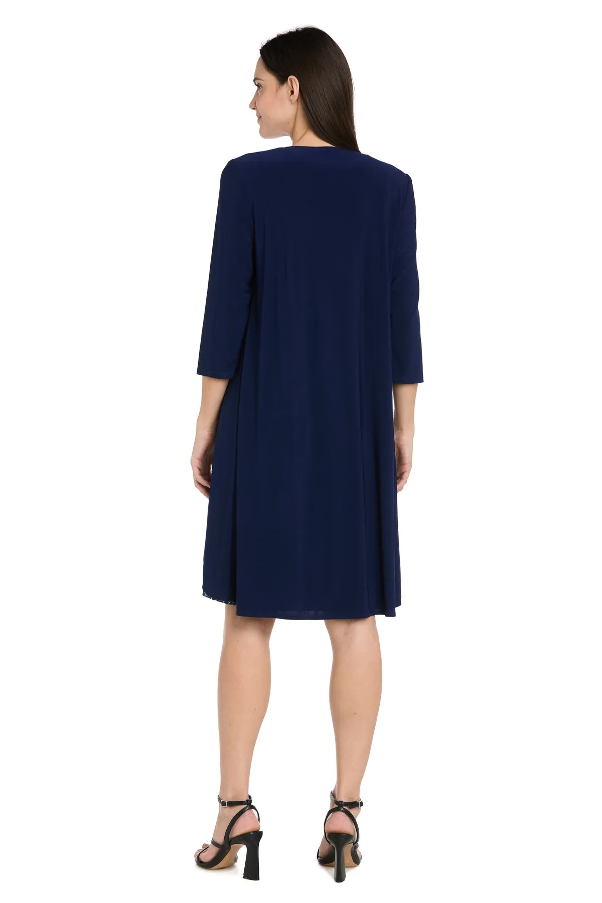 Navy and Green Printed Jacket Dress - Petite sold by R&M Richards product image thumbnail 2