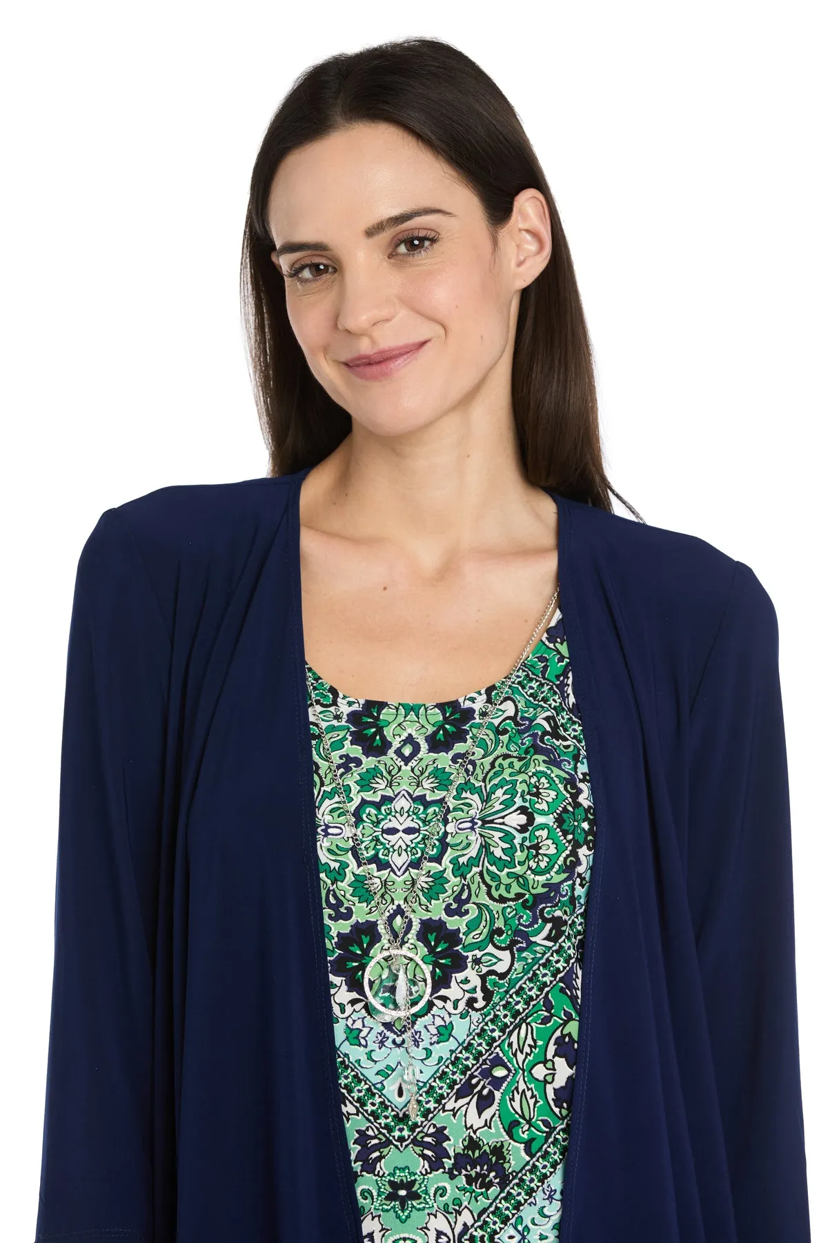 Navy and Green Printed Jacket Dress - Petite sold by R&M Richards product image thumbnail 4
