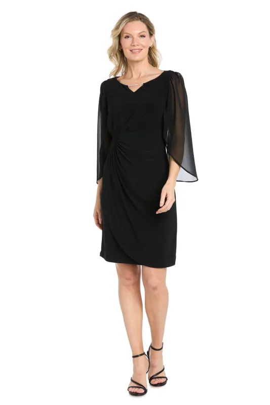 Midnight Chiffon Sleeve Ruched Dress made by R&M Richards