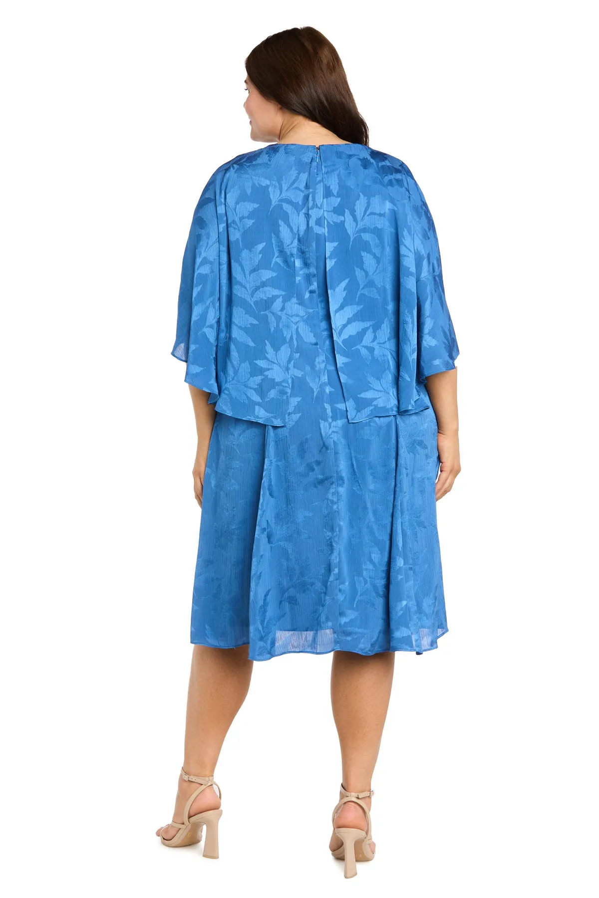 Blue Jacquard Cape Overlay Midi Dress - Plus sold by R&M Richards product image thumbnail 2