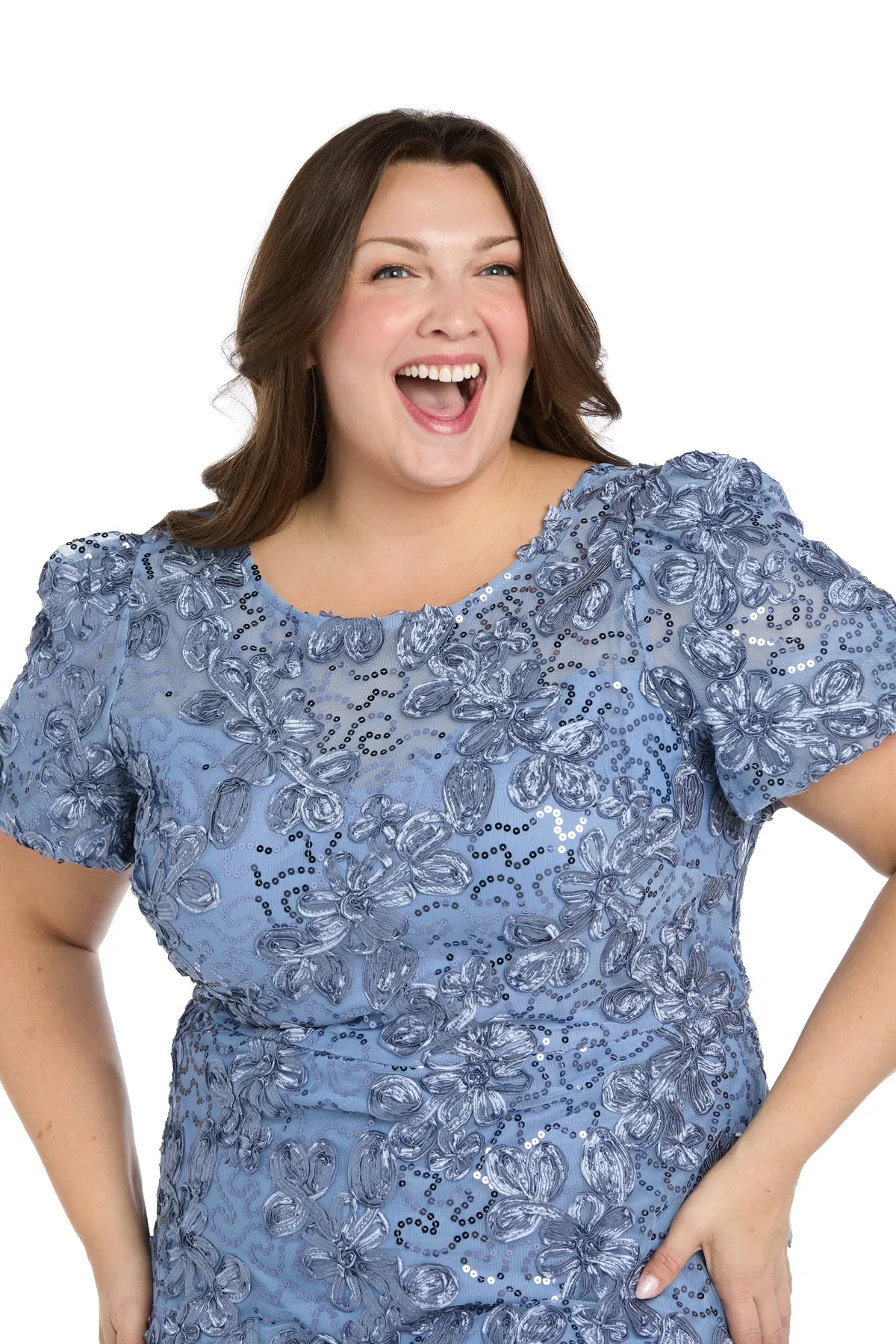 Sequin Lace Puff Sleeve Gown - Plus sold by R&M Richards product image thumbnail 3