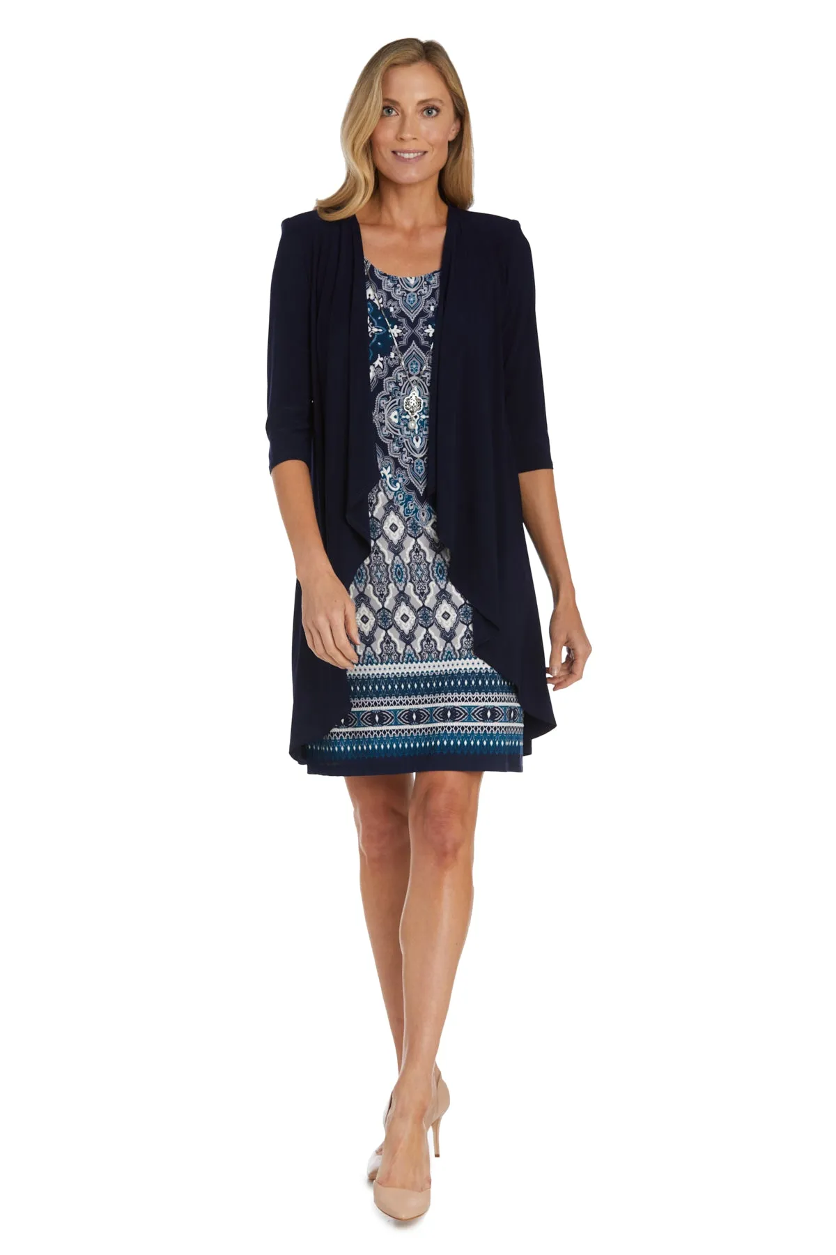 Printed Shift Dress with Drape Front Jacket sold by R&M Richards
