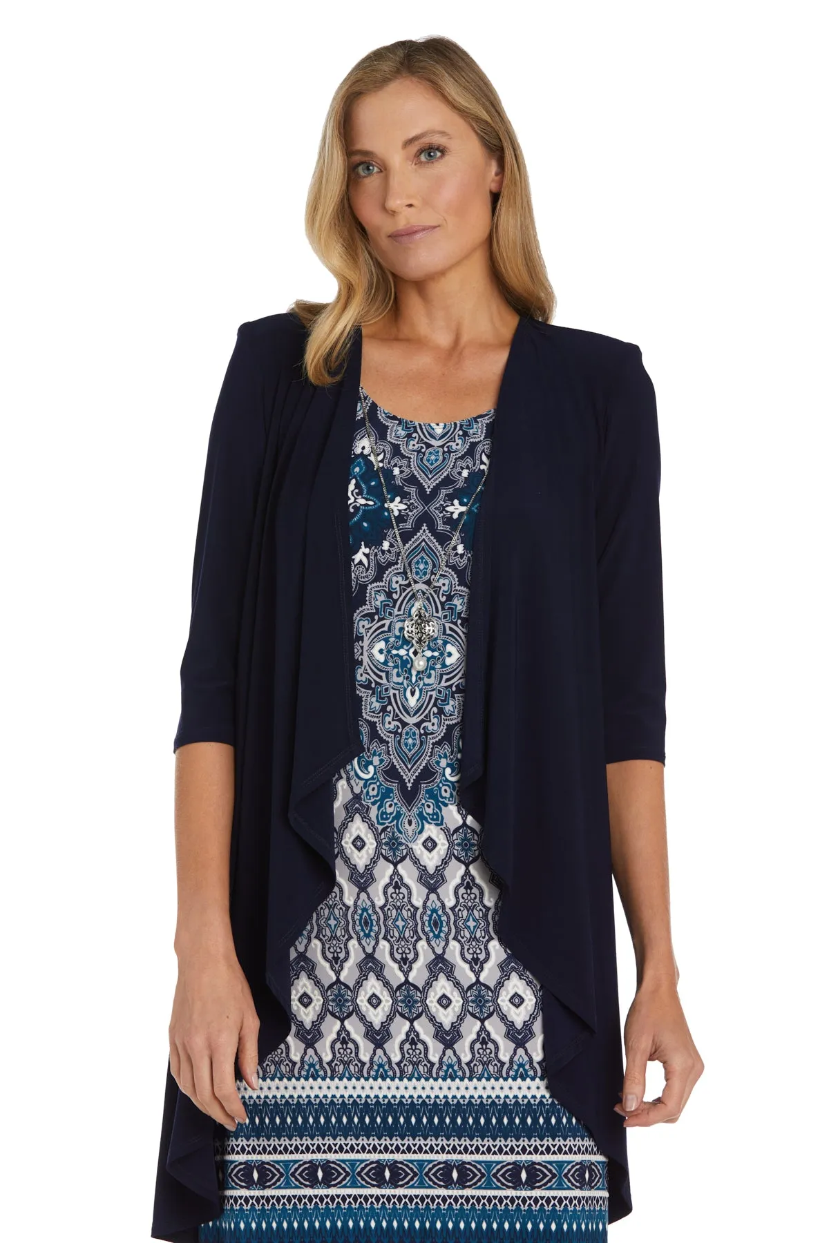 Printed Shift Dress with Drape Front Jacket sold by R&M Richards product image thumbnail 3