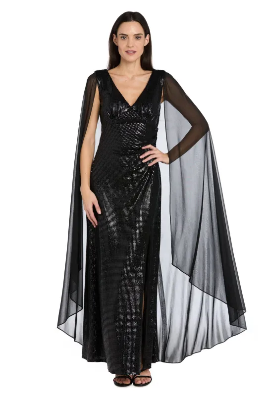 Sequin Cape Sleeve Gown made by R&M Richards