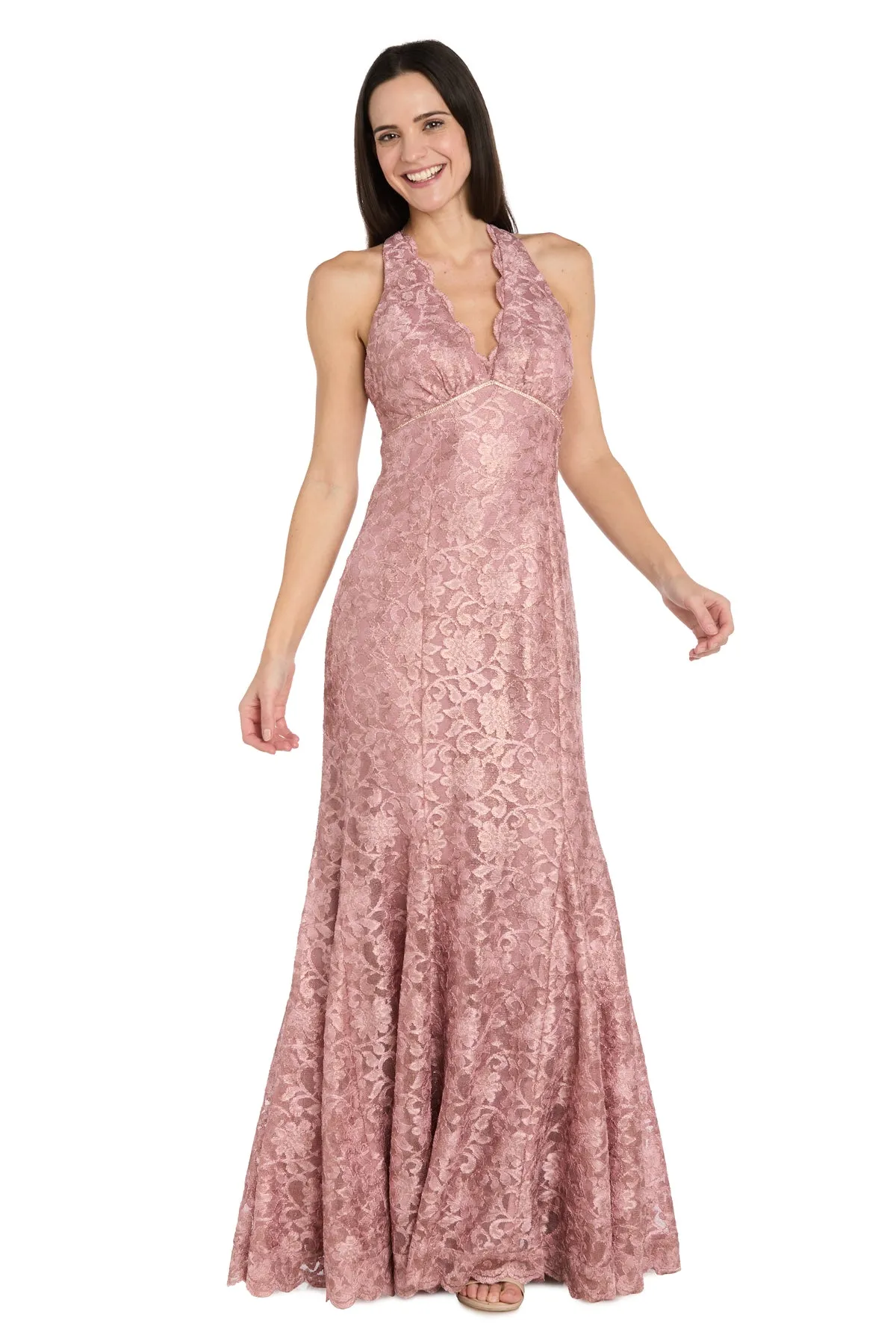 Scalloped Lace Halter Gown sold by R&M Richards product image thumbnail 4