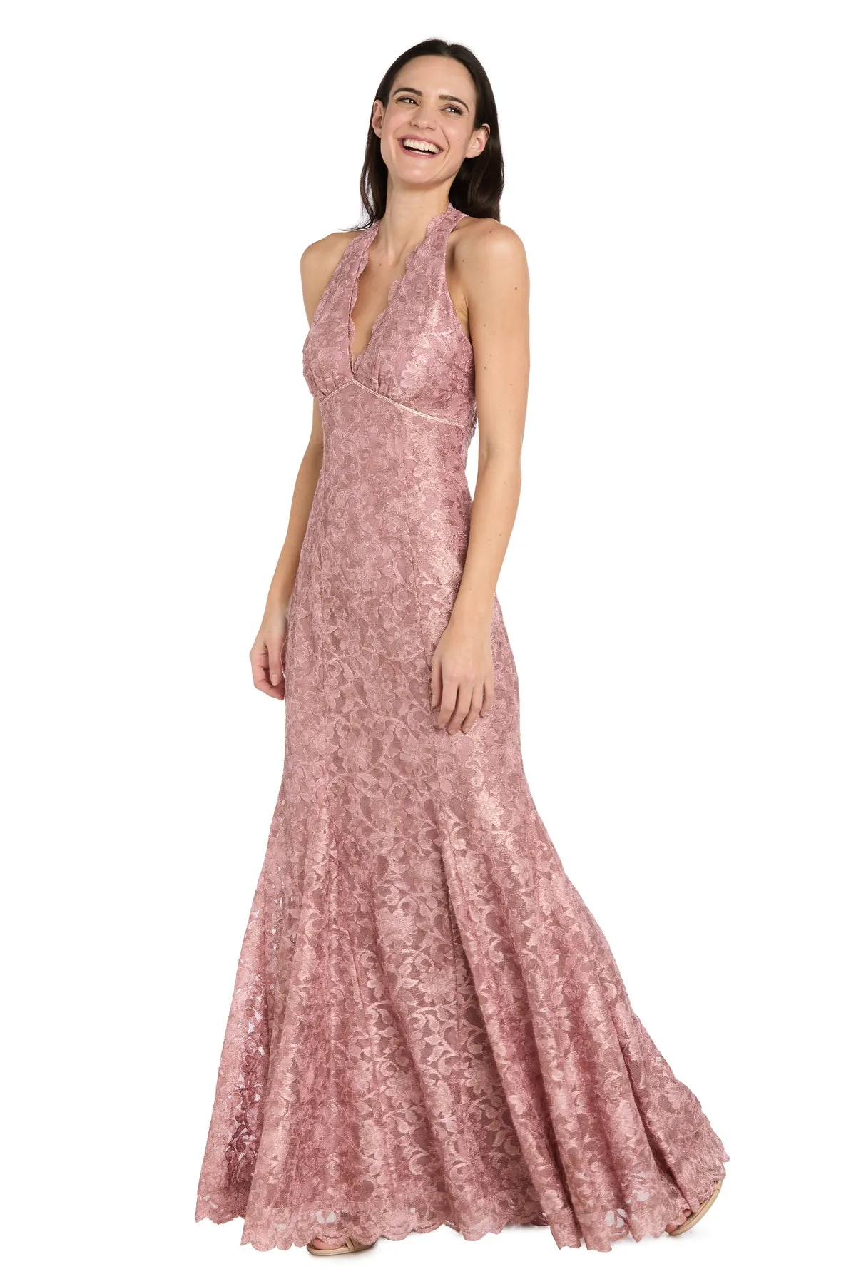 Scalloped Lace Halter Gown sold by R&M Richards product image thumbnail 5