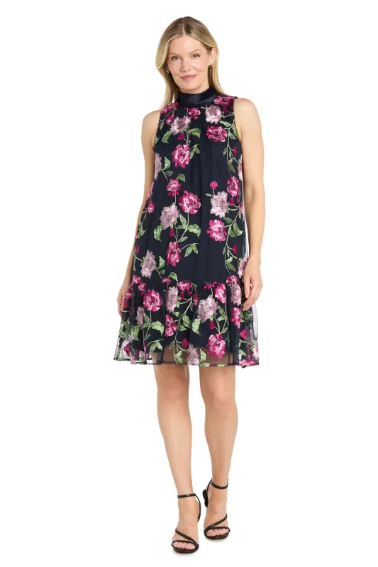 Floral Mesh Mock Neck Dress made by R&M Richards