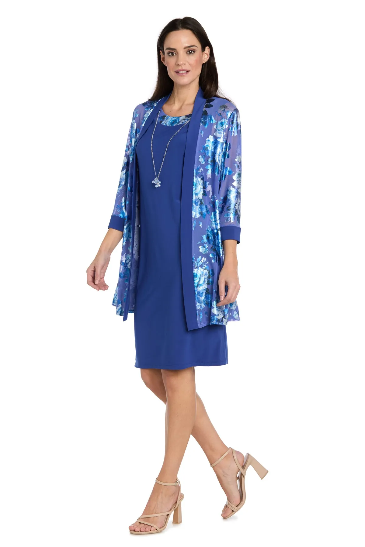 Floral Foil Jacket Dress with Necklace sold by R&M Richards product image thumbnail 4