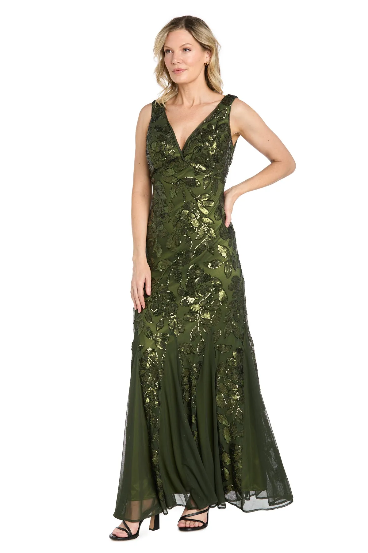 Olive Sequin Mesh Gown sold by R&M Richards product image thumbnail 4