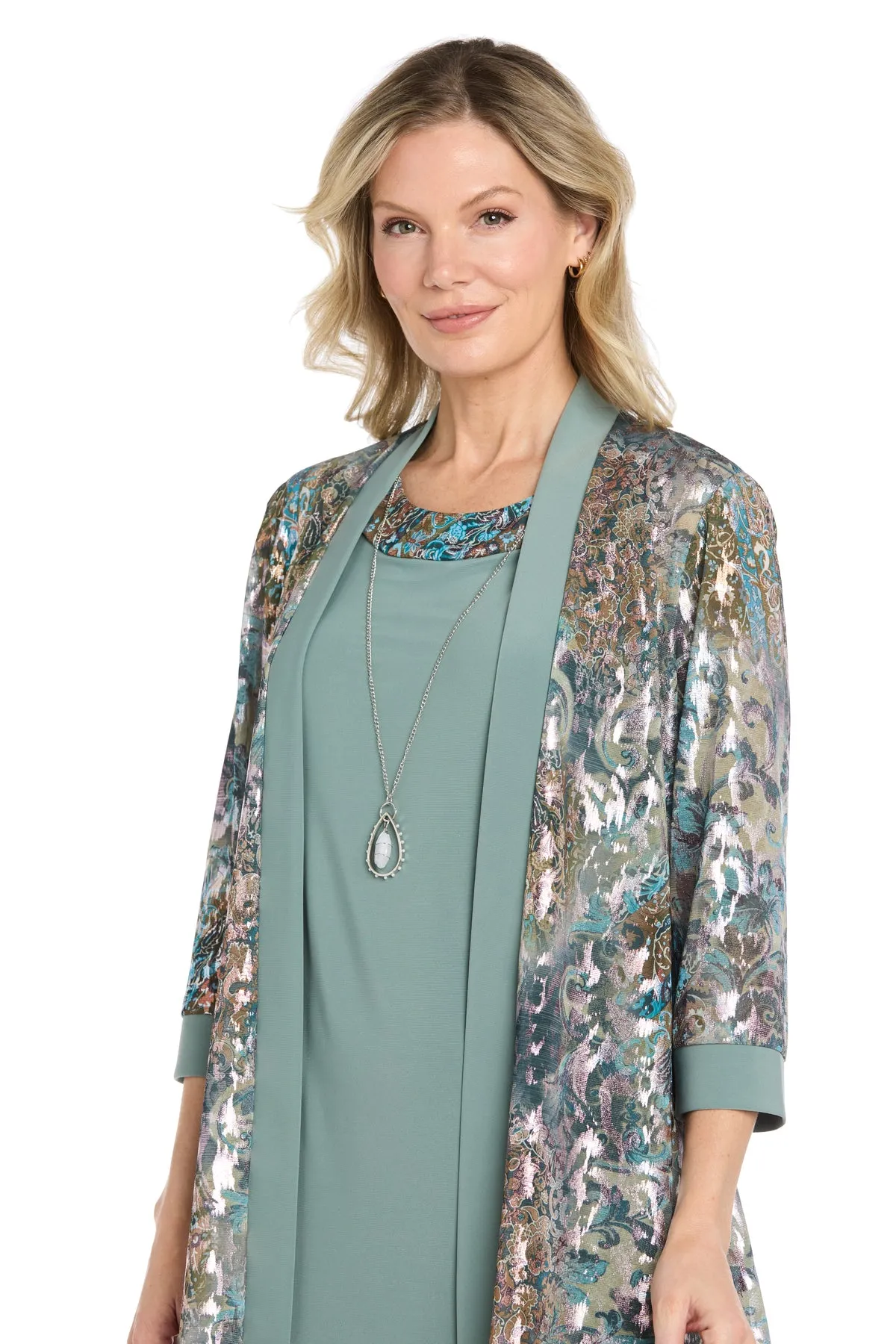 Metallic Print Jacket Dress with Necklace sold by R&M Richards product image thumbnail 5