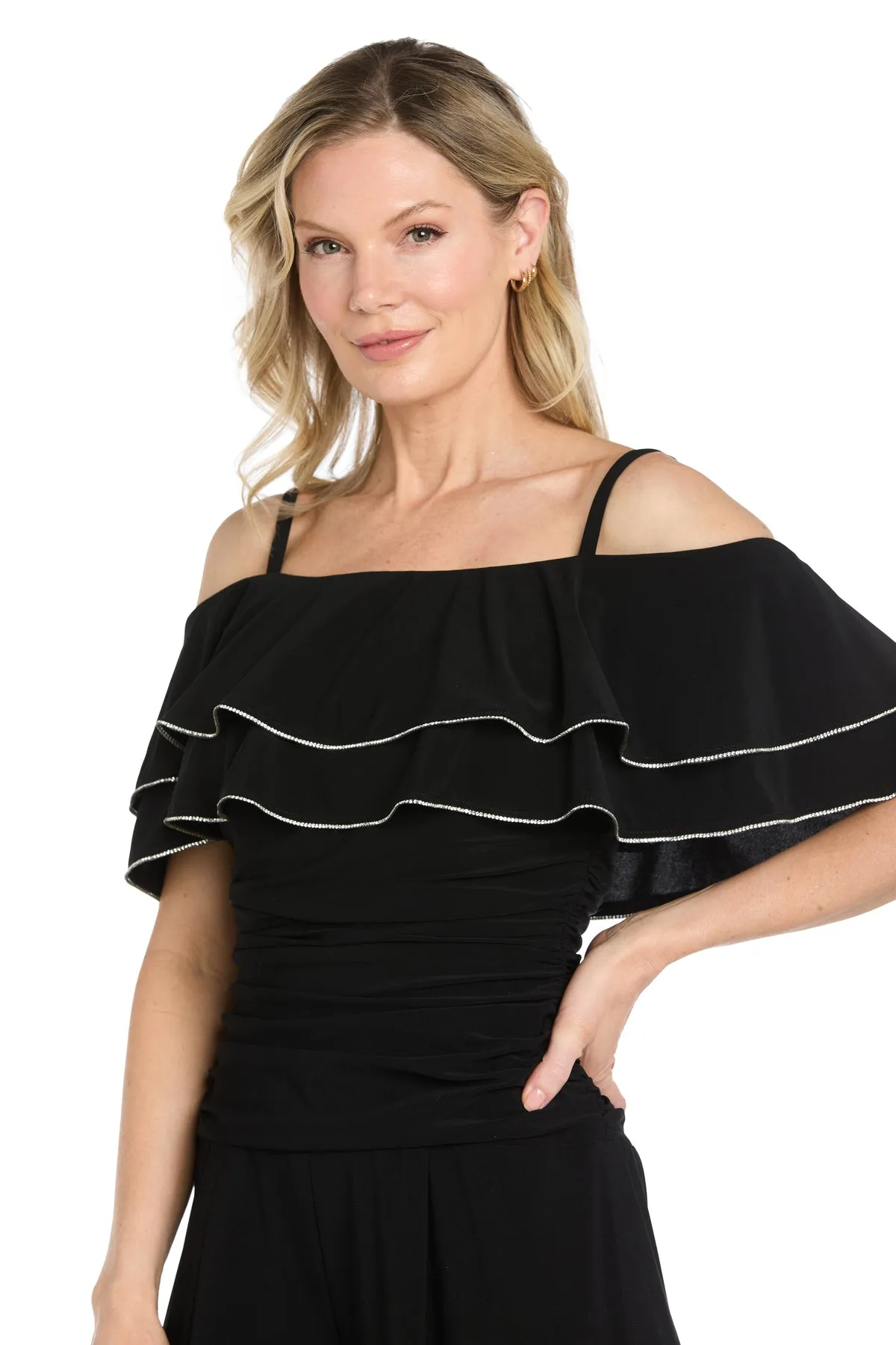 Off-the-Shoulder Sequin Ruffle Wide-Leg Jumpsuit - Petite sold by R&M Richards product image thumbnail 3