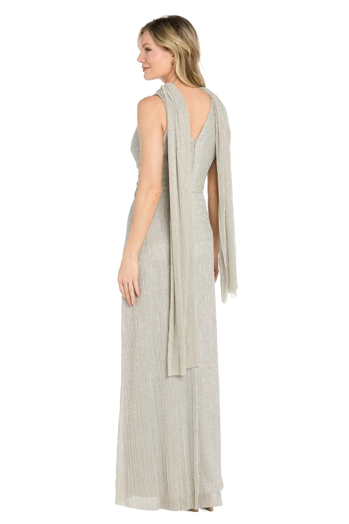 Long Metallic Crinkle Twist Front Gown with Scarf sold by R&M Richards product image thumbnail 2