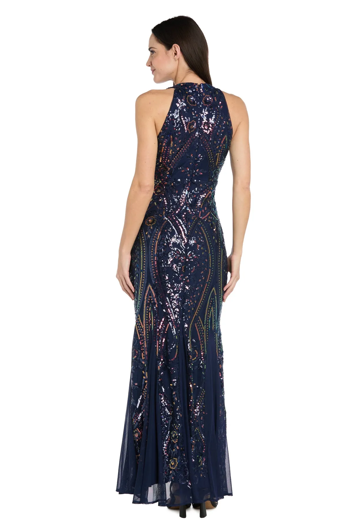 Iridescent Sequin Embroidered Empire Gown with Godet Skirt sold by R&M Richards product image thumbnail 2
