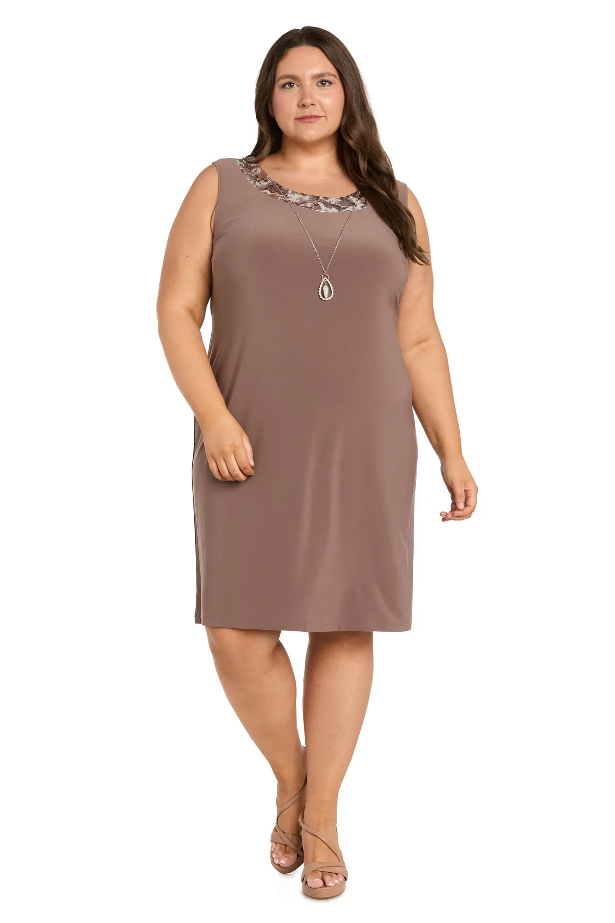 Metallic Print Jacket Dress with Necklace - Plus sold by R&M Richards product image thumbnail 5
