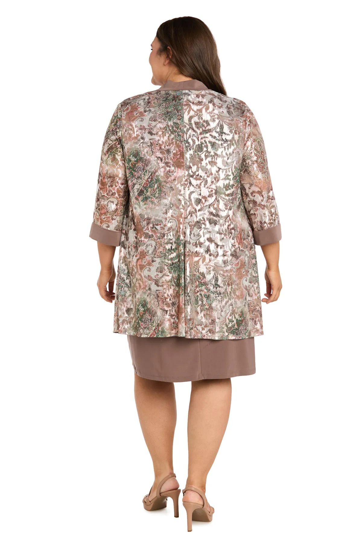 Metallic Print Jacket Dress with Necklace - Plus sold by R&M Richards product image thumbnail 2