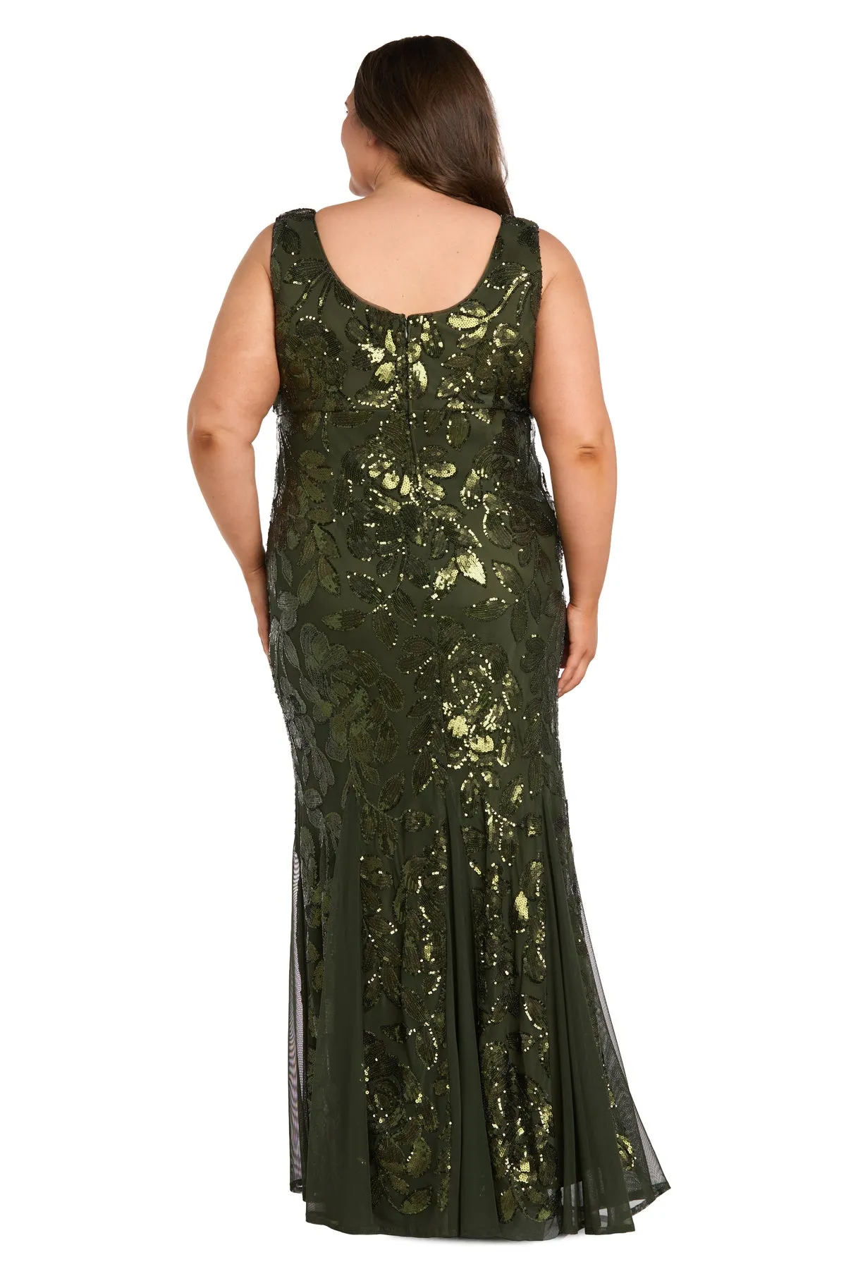 Olive Sequin Mesh Gown - Plus sold by R&M Richards product image thumbnail 2