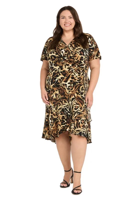 Animal Print Jersey Hi-Low Wrap Dress with Buckle Detail - Plus made by R&M Richards