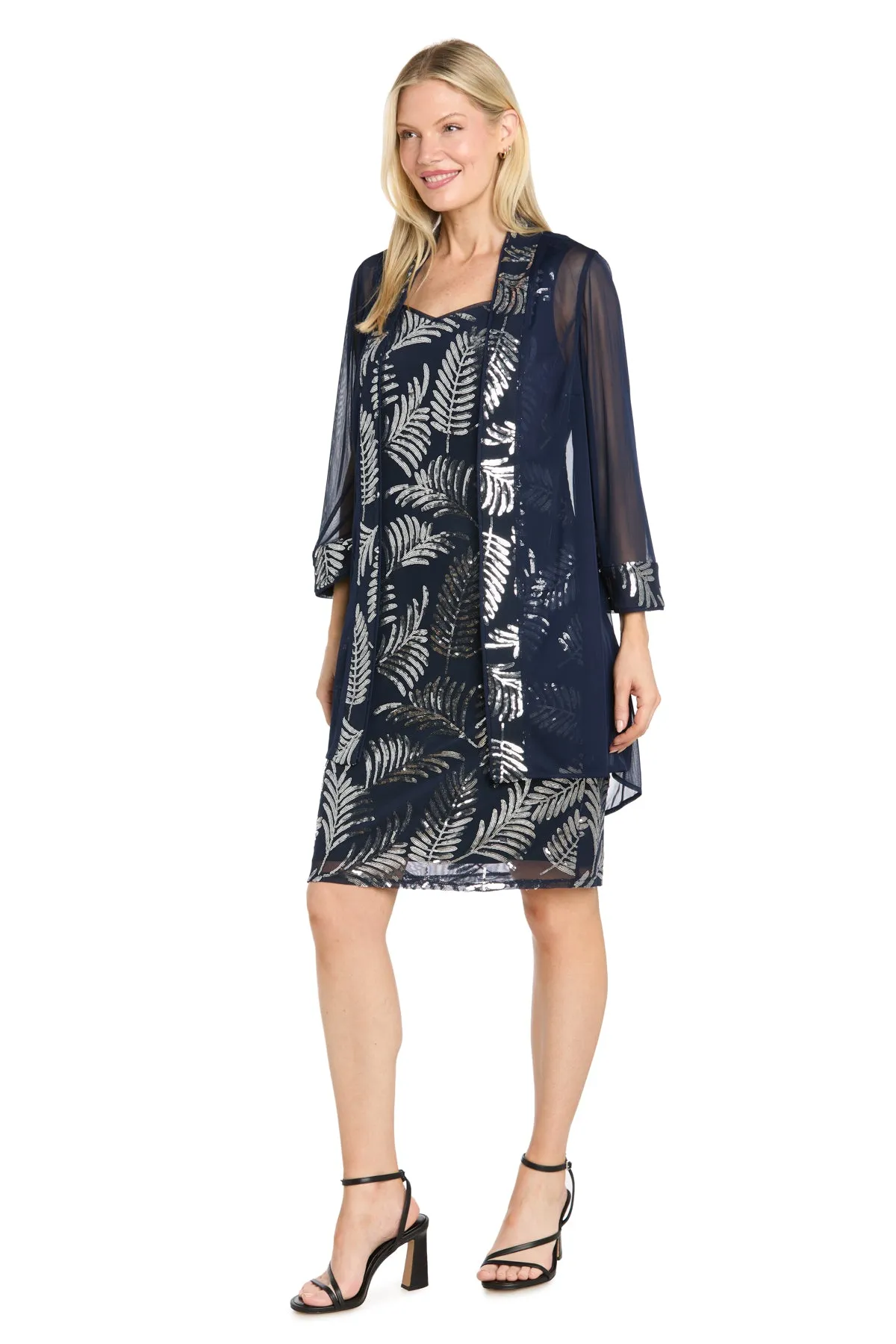 Leaf Sequin Mesh Jacket Dress with Sheer Chiffon Jacket sold by R&M Richards product image thumbnail 4