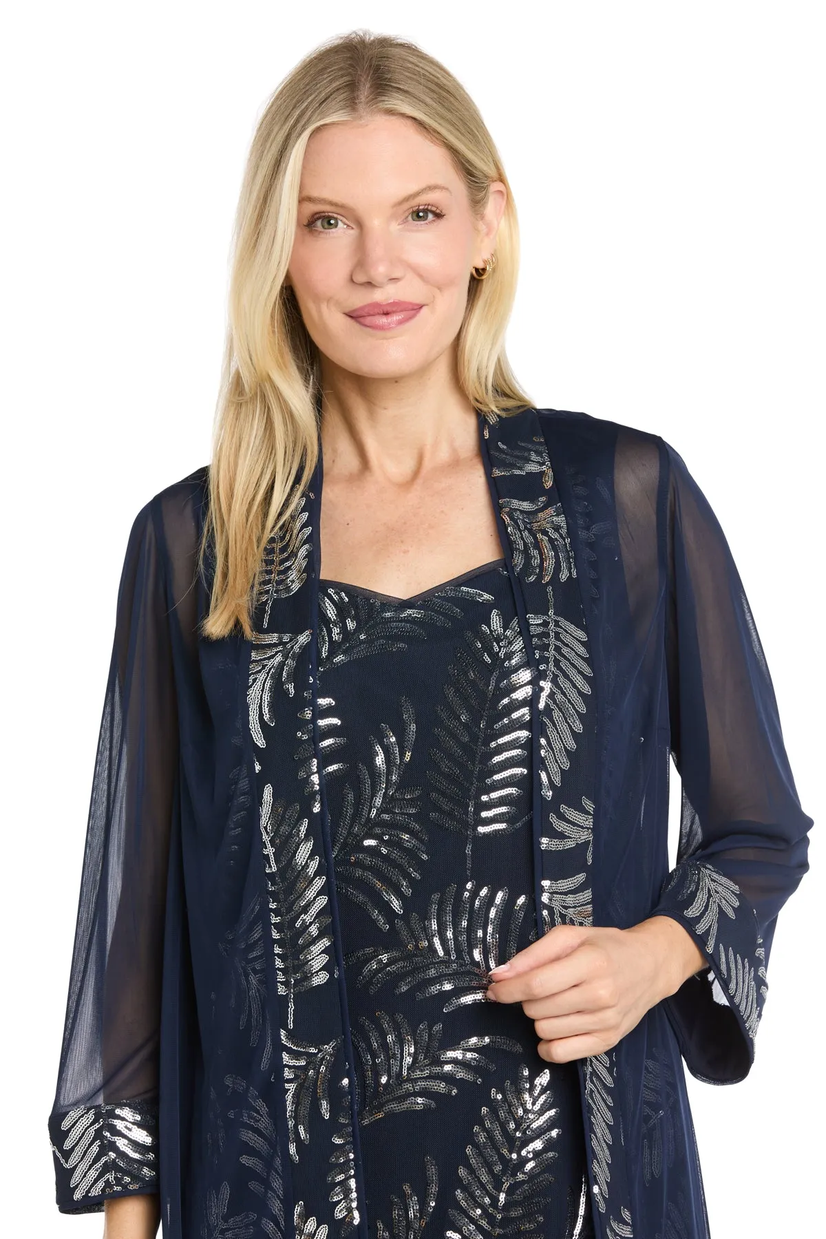 Leaf Sequin Mesh Jacket Dress with Sheer Chiffon Jacket sold by R&M Richards product image thumbnail 3