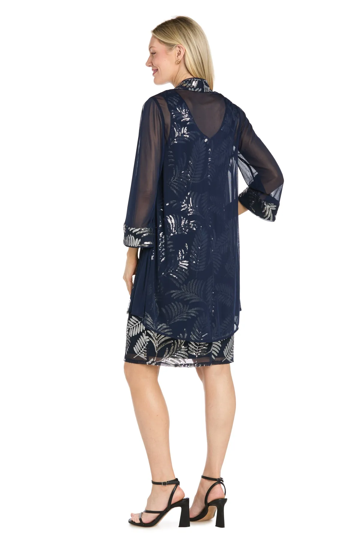 Leaf Sequin Mesh Jacket Dress with Sheer Chiffon Jacket sold by R&M Richards product image thumbnail 2