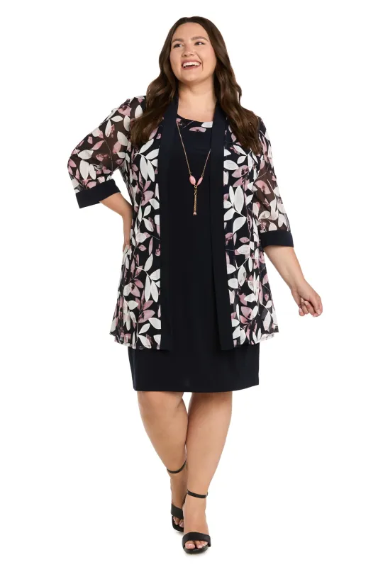 Puff Print Power Mesh and Ity Swing Jacket Dress - Plus made by R&M Richards