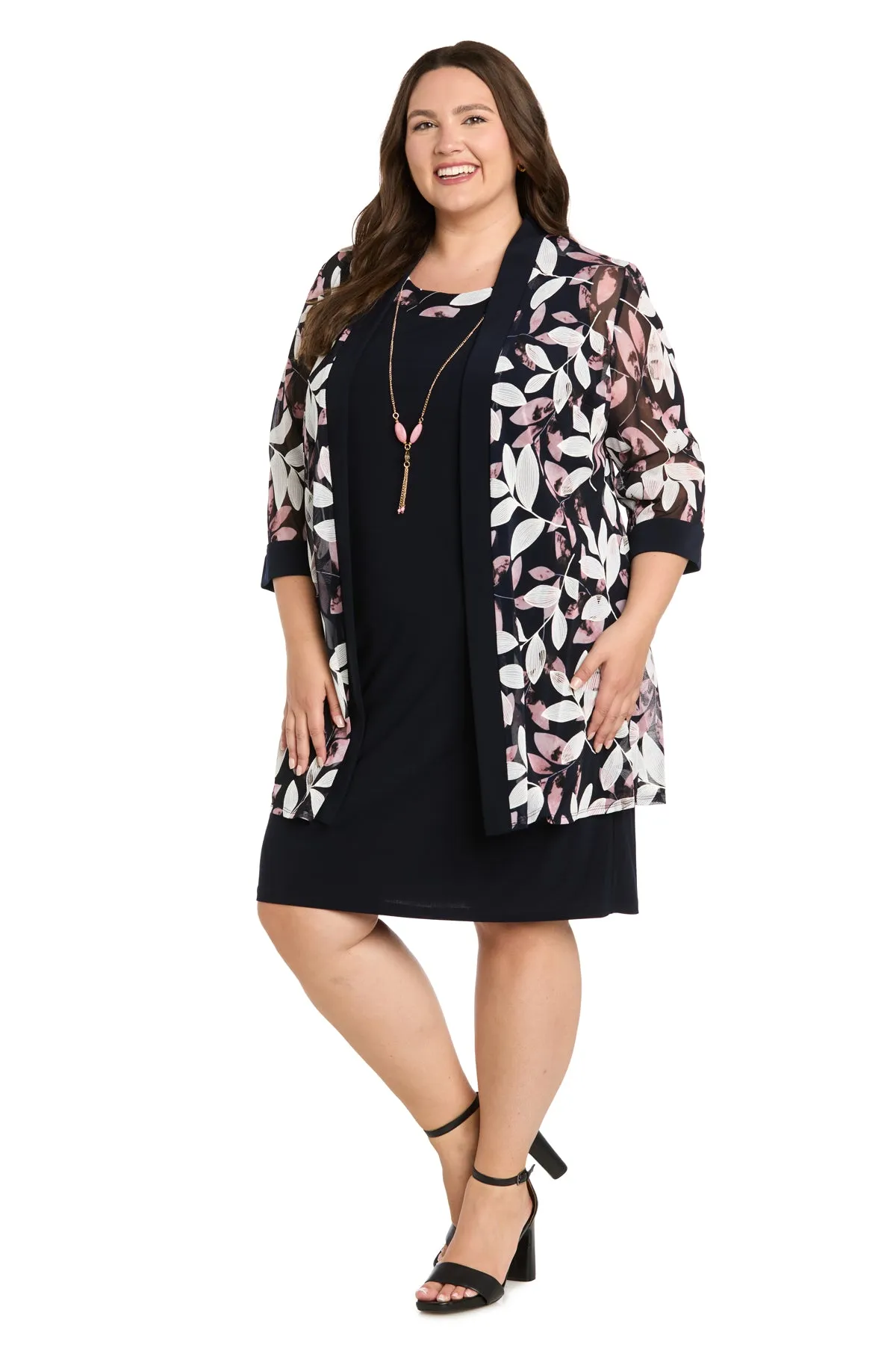 Puff Print Power Mesh and Ity Swing Jacket Dress - Plus sold by R&M Richards product image thumbnail 4
