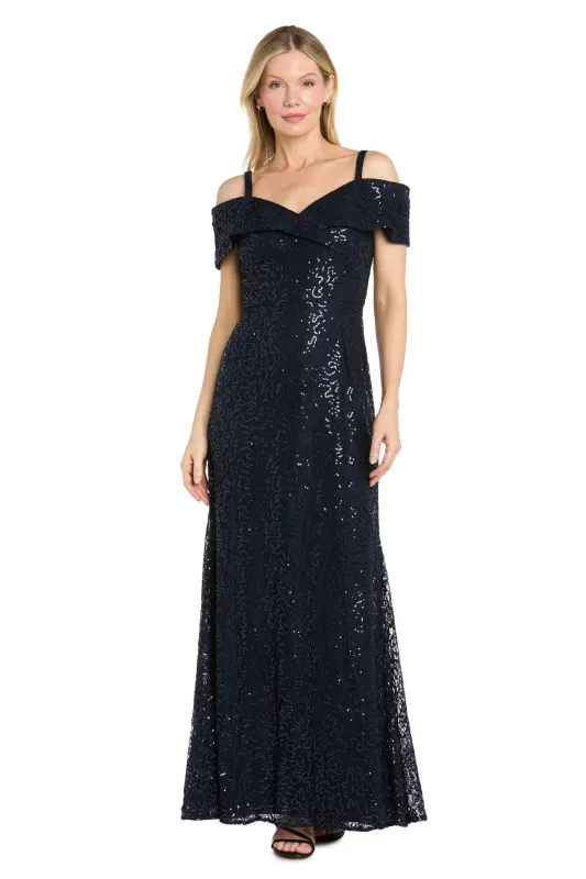 Portrait Collar Sequin Lace Mermaid Gown made by R&M Richards