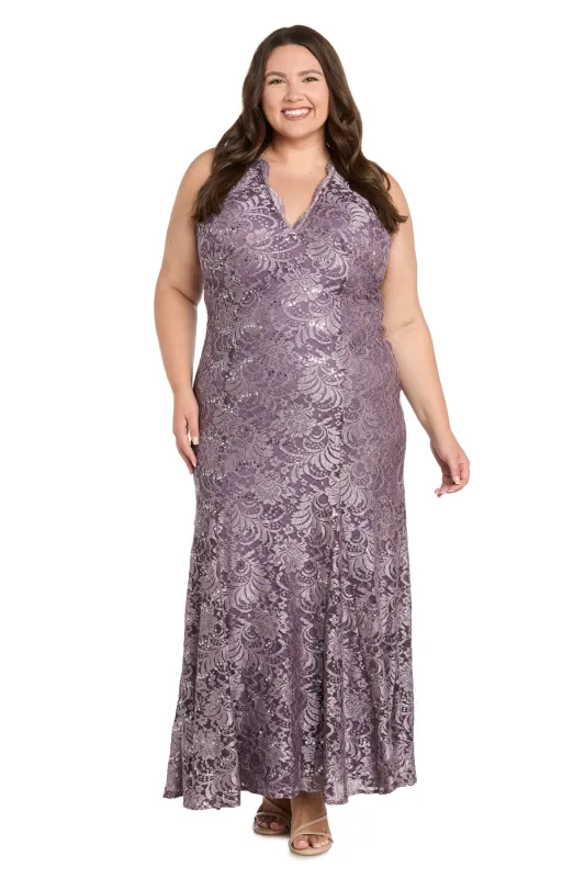 Shimmer Lace Halter Mermaid Gown - Plus made by R&M Richards