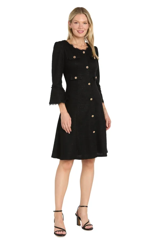 Gold Button Tweed Fit & Flare Dress made by R&M Richards