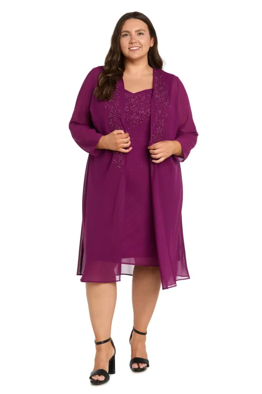 Beaded Chiffon Jacket Dress - Plus made by R&M Richards