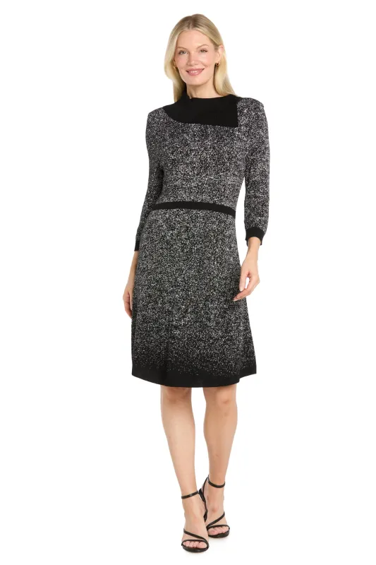 Asymmetric Neck Metallic Knit Dress made by R&M Richards