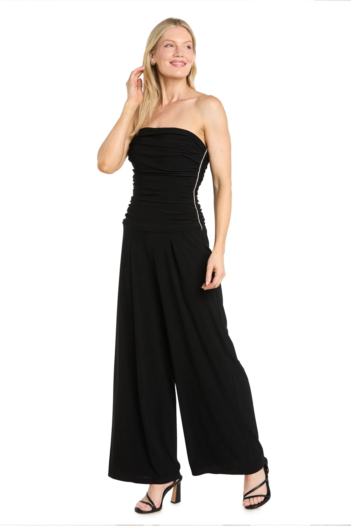 Strapless Ruched Wide-Leg Jumpsuit sold by R&M Richards