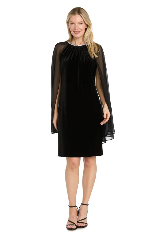Beaded Neck Velvet Capelet Dress made by R&M Richards