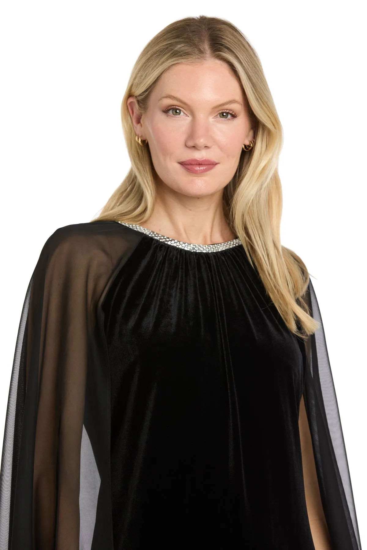 Beaded Neck Velvet Capelet Dress sold by R&M Richards product image thumbnail 3