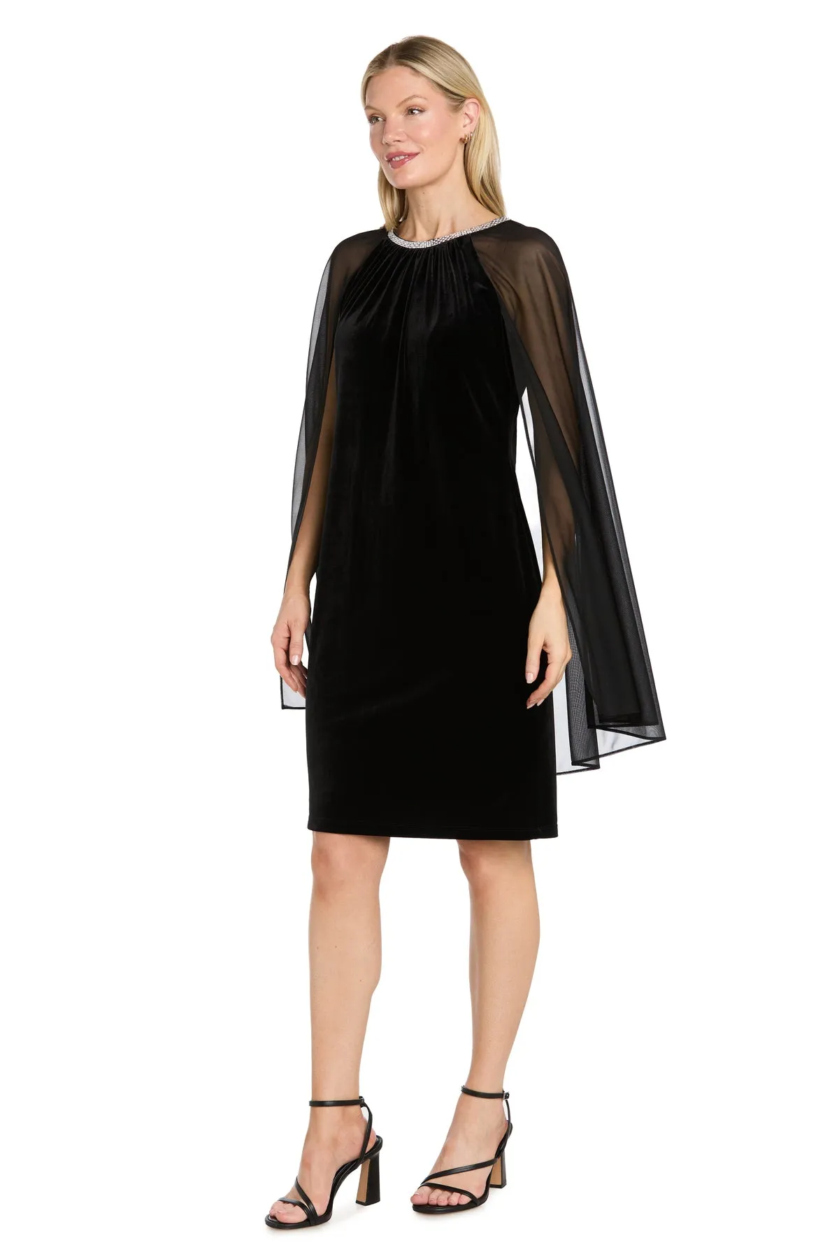 Beaded Neck Velvet Capelet Dress sold by R&M Richards product image thumbnail 4